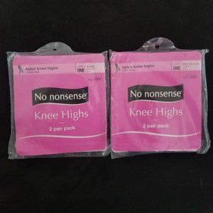 No Nonsense Nylon Knee Highs Comfort Top Off Black Sheer Toe 4 Pairs 2 Packs